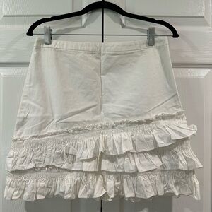 J. Crew White Ruffled Mini Skirt